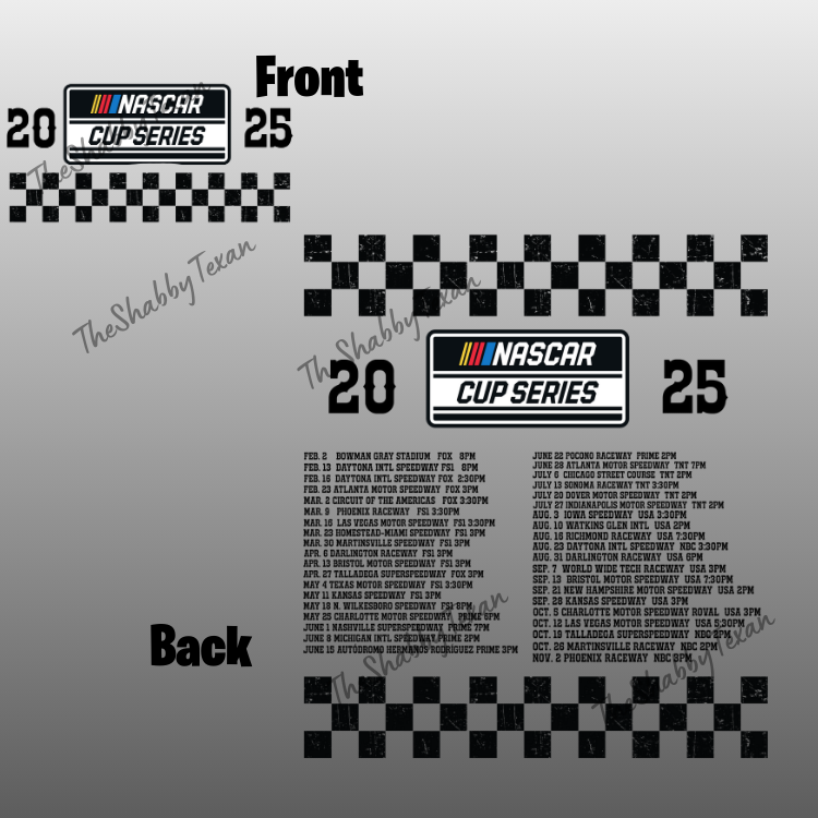 2025 Nascar Schedule DTF Transfers