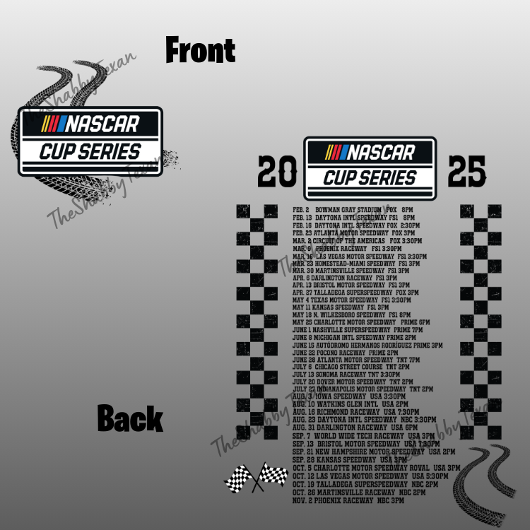 2025 Nascar Schedule DTF Transfers