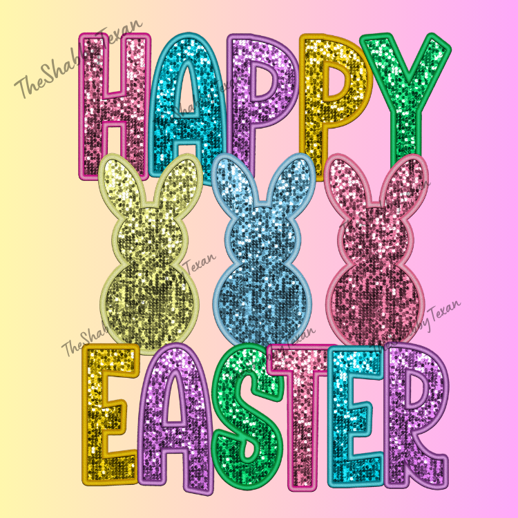 Easter Bunny Faux Sequin DTF Transfers
