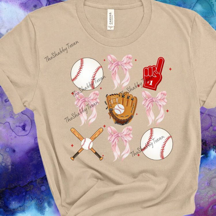 Baseball Coquette Bow DTF Transfers