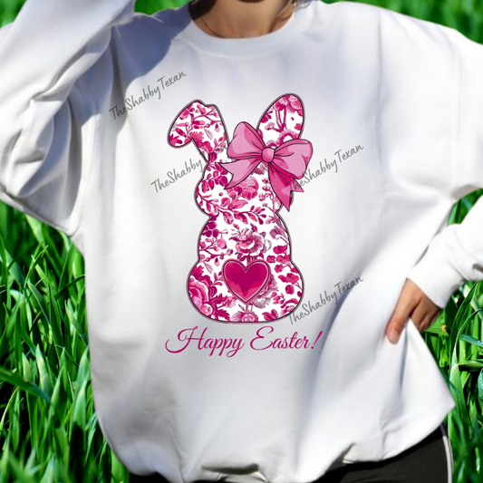 Pink Floral Happy Easter Bunny Shirts