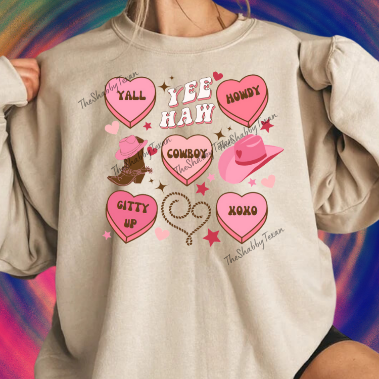 Cowgirl Convo Heart DTF Transfers