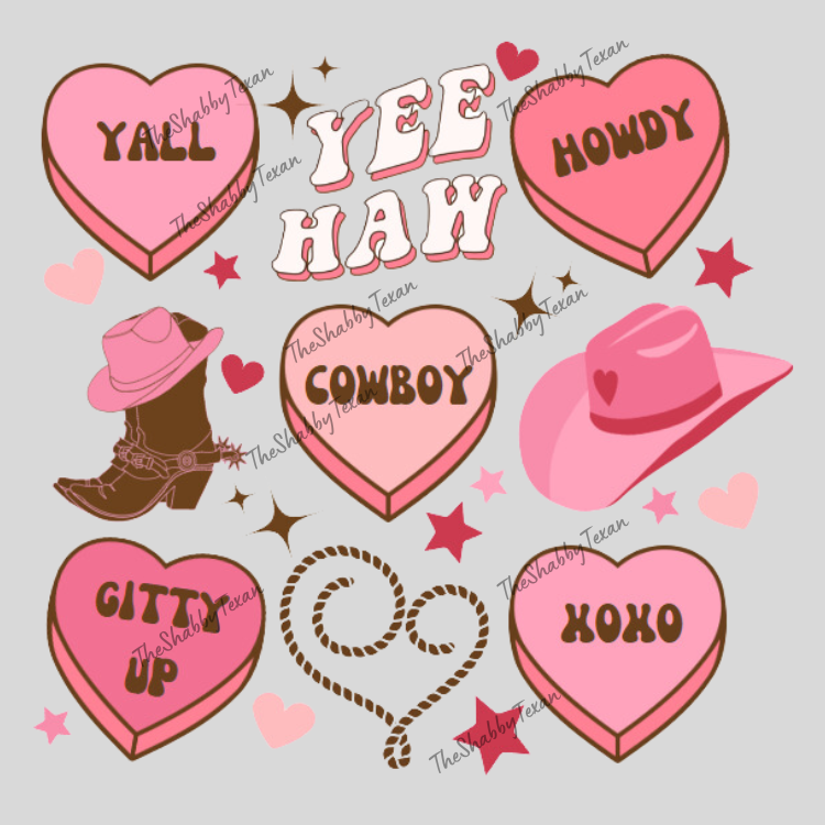 Cowgirl Convo Heart DTF Transfers