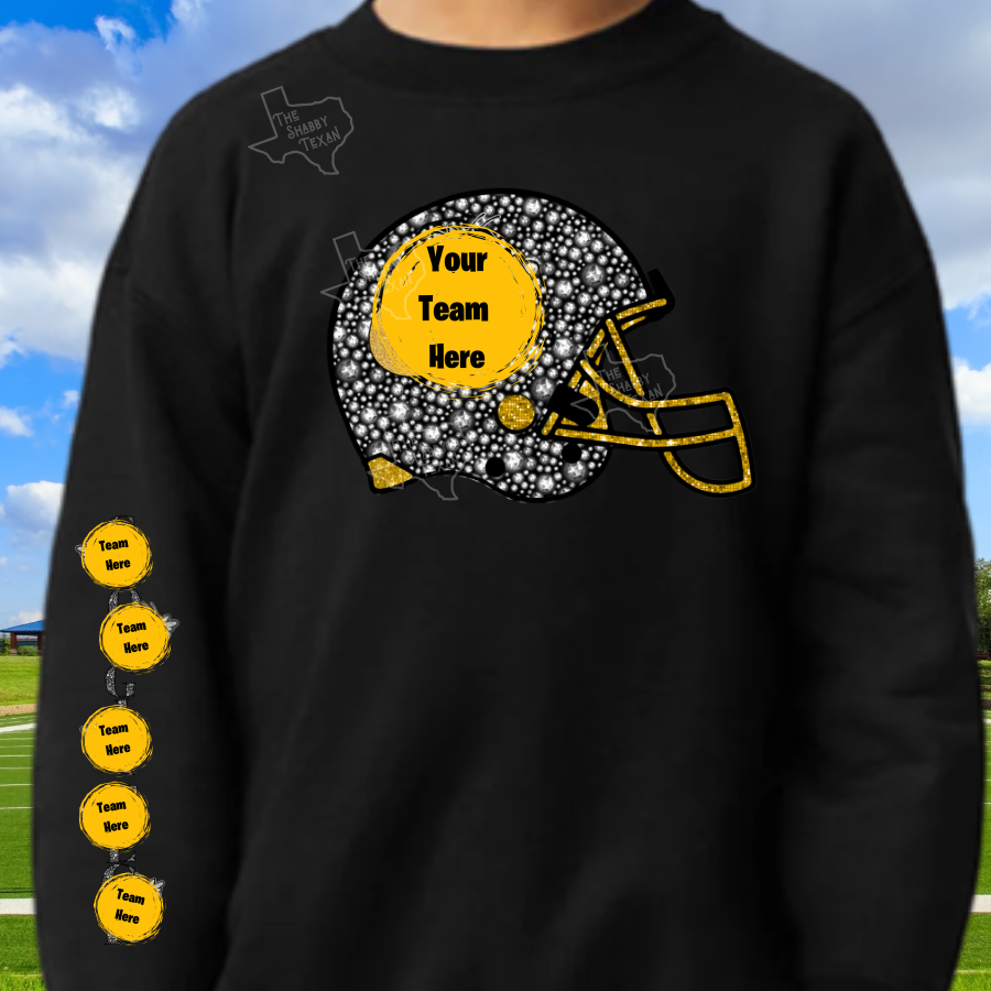 Custom Sparkle Football Helmet Sweatshirts and Hoodies