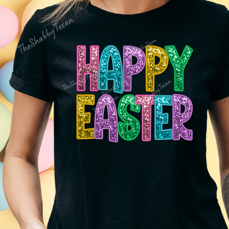 Happy Easter Faux Sequin Youth Shirts and Transfers