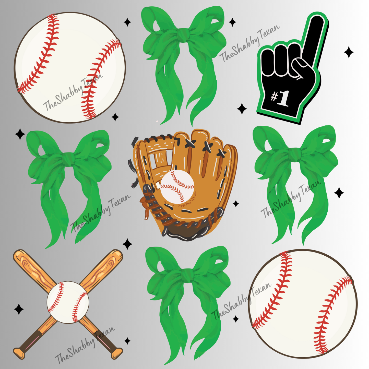 Baseball Coquette Bow DTF Transfers