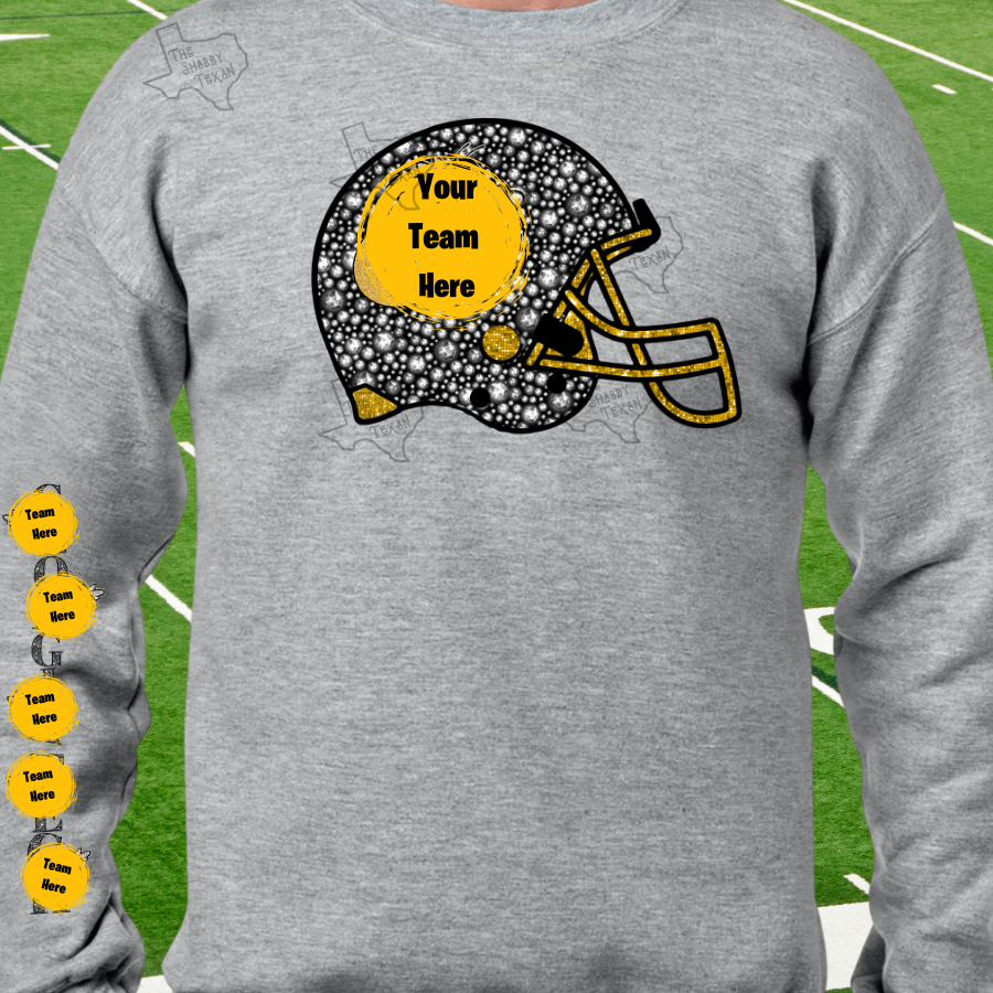 Custom Sparkle Football Helmet Sweatshirts and Hoodies
