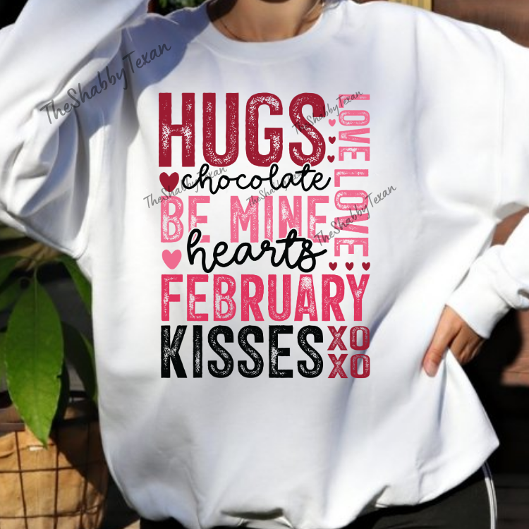 Valentine Kisses XOXO DTF Transfers