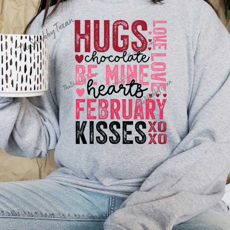 Valentine Kisses XOXO DTF Transfers