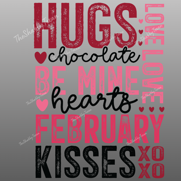 Valentine Kisses XOXO DTF Transfers