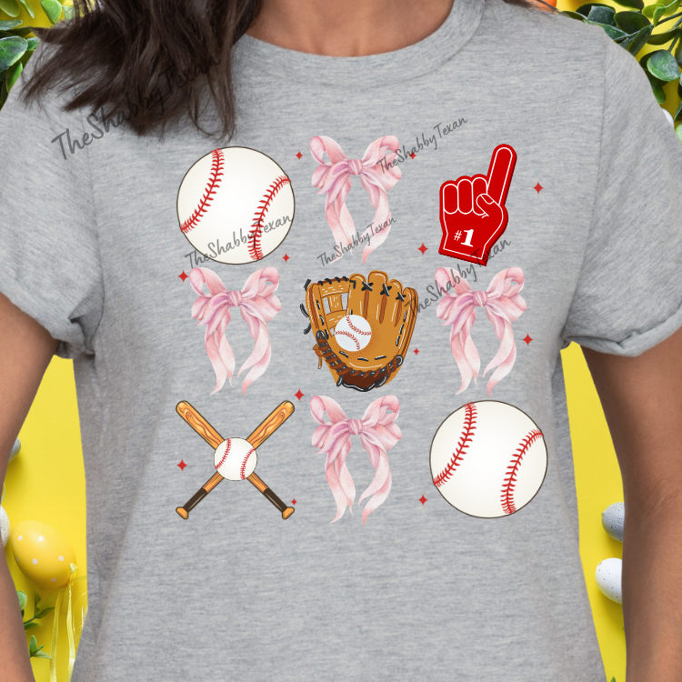 Baseball Coquette Bow DTF Transfers