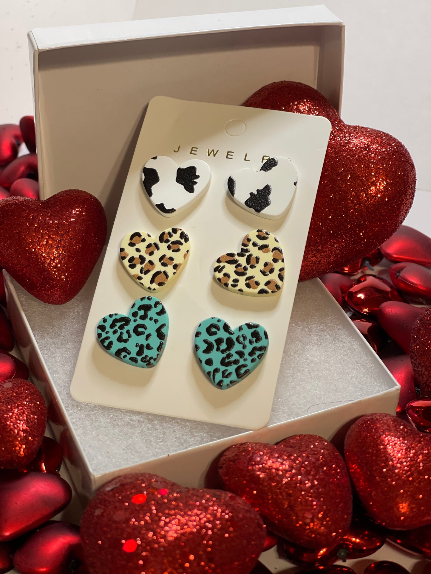 Cute Heart Shaped Stud Earring Set