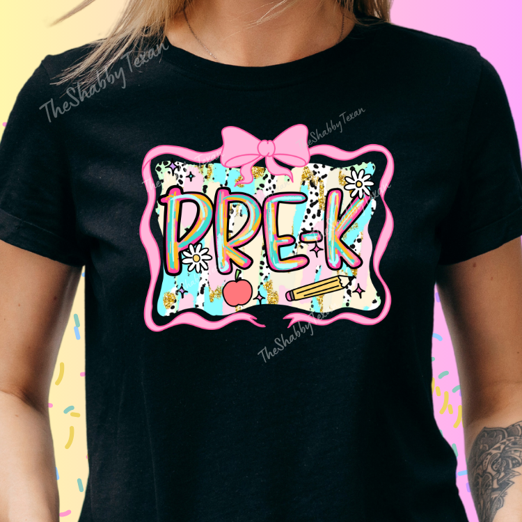 Pre-K Pink Brushstroke Back to School T-shirts