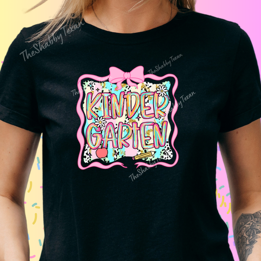 Kindergarten Pink Brushstroke Back to School T-shirts