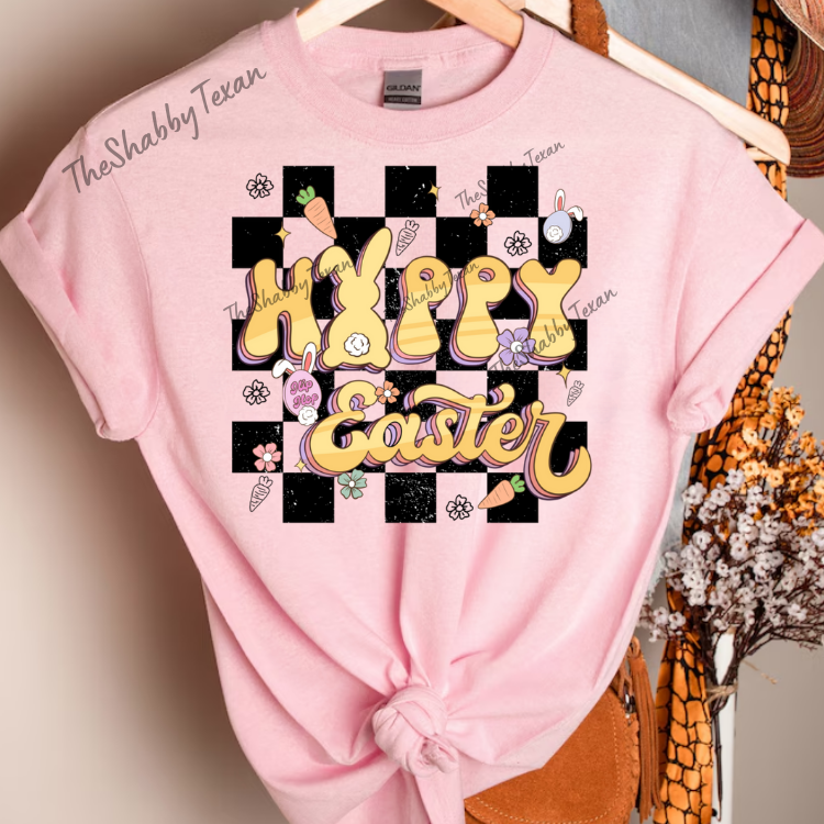 Happy Easter Checkered DTF Transfers