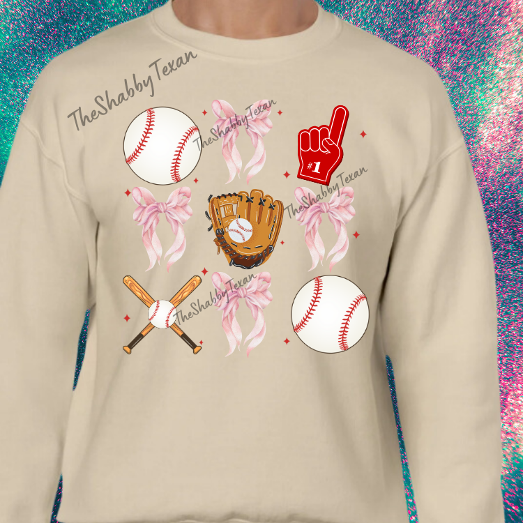 Baseball Coquette Bow DTF Transfers