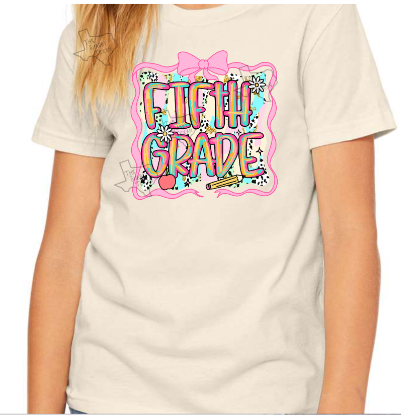 5th Grade Pink Brushstroke Back to School T-shirts