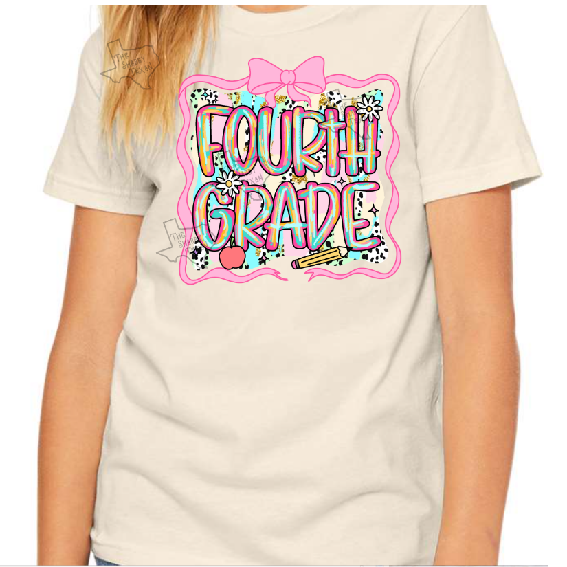 4rd Grade Pink Brushstroke Back to School T-shirts
