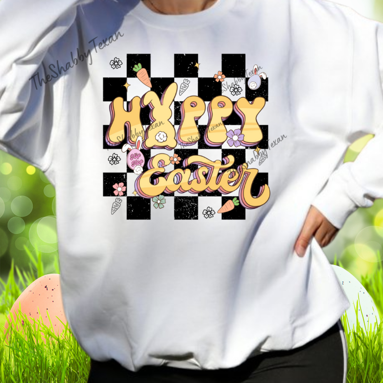 Happy Easter Checkered DTF Transfers