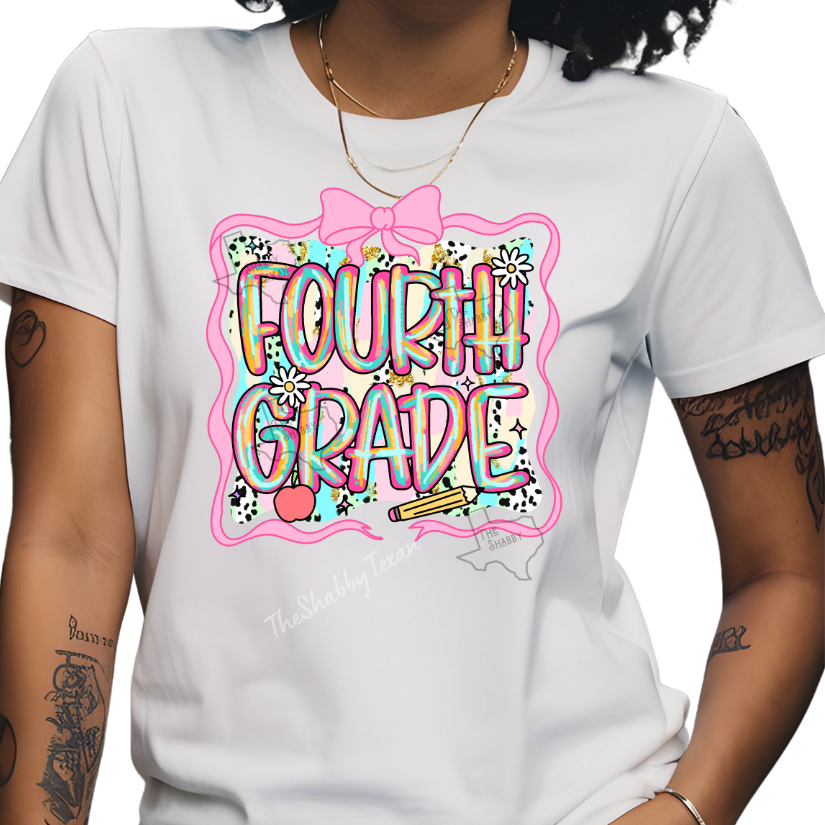 4rd Grade Pink Brushstroke Back to School T-shirts