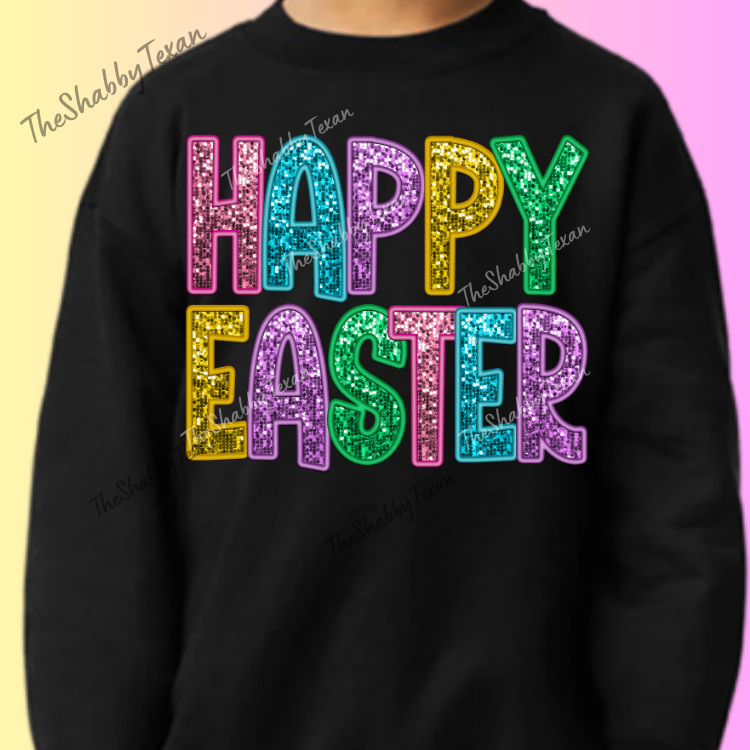 Happy Easter Faux Sequin Youth Shirts and Transfers