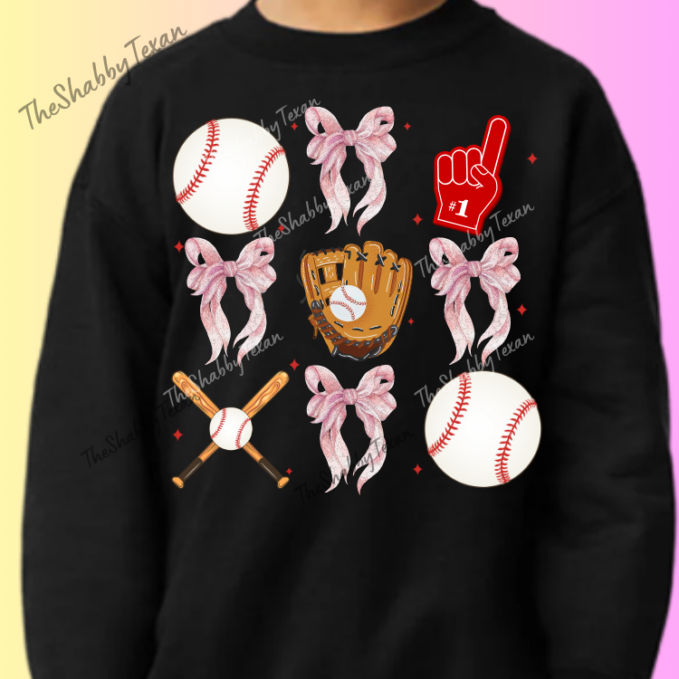 Baseball Coquette Bow DTF Transfers