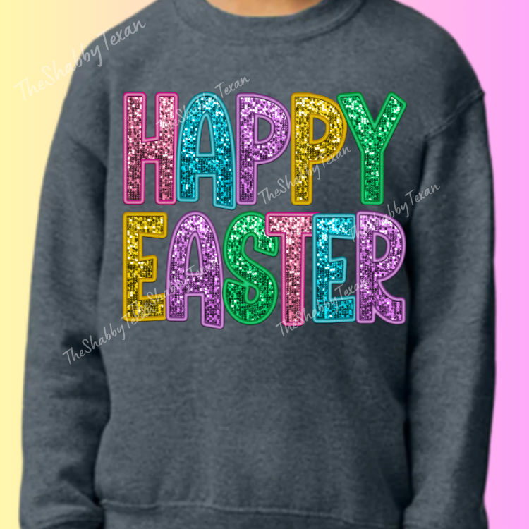 Happy Easter Faux Sequin Youth Shirts and Transfers