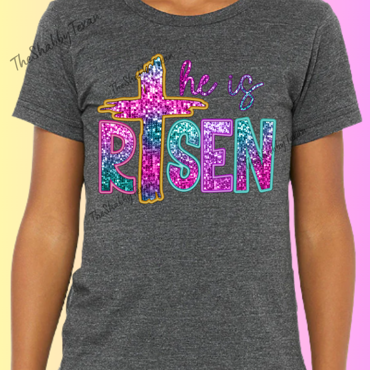 He Is Risen Faux Sequin DTF Transfers