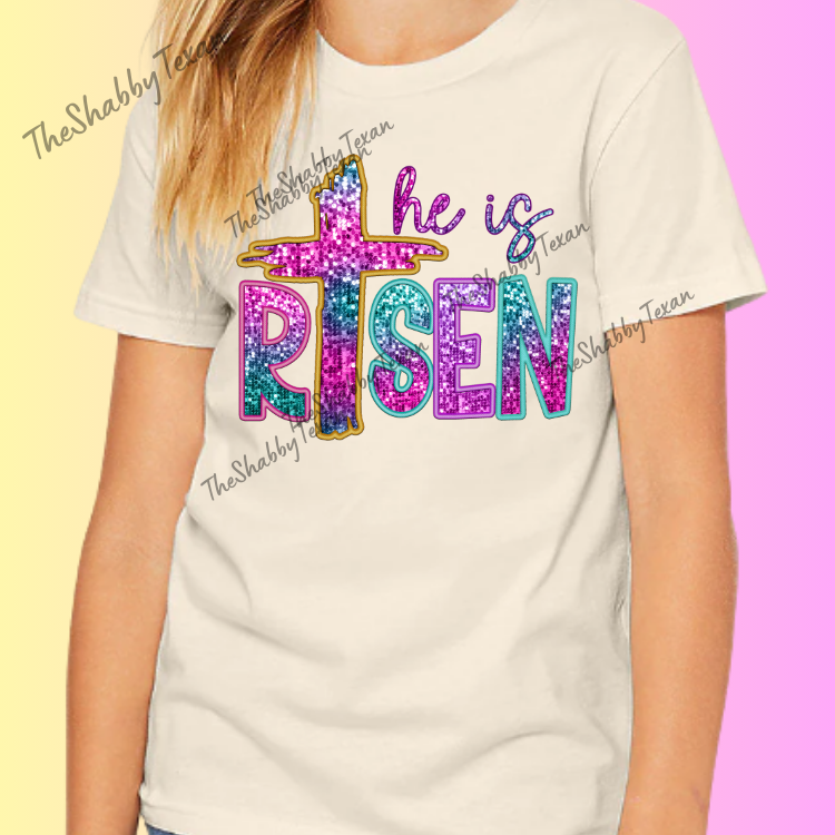 He Is Risen Faux Sequin DTF Transfers