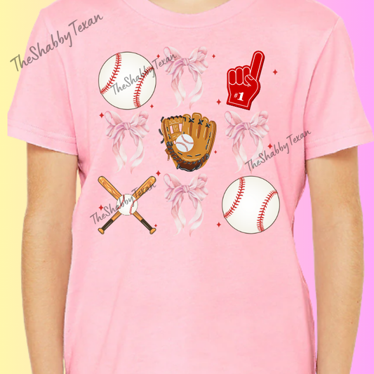 Baseball Coquette Bow DTF Transfers
