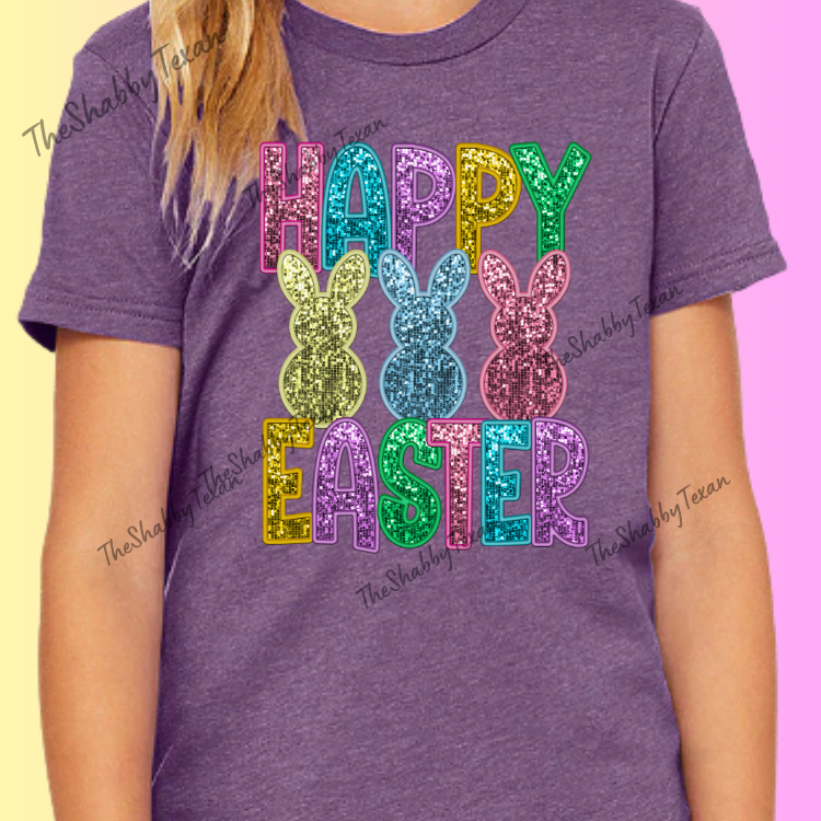 Easter Bunny Faux Sequin DTF Transfers