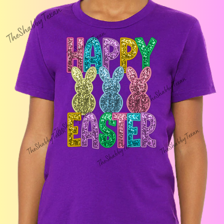 Easter Bunny Faux Sequin DTF Transfers