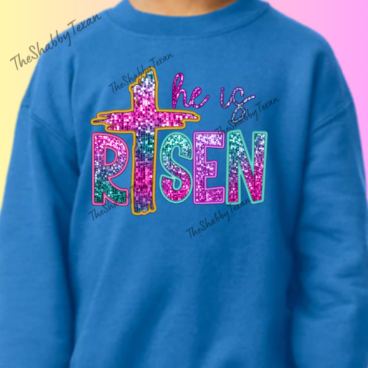He Is Risen Faux Sequin DTF Transfers