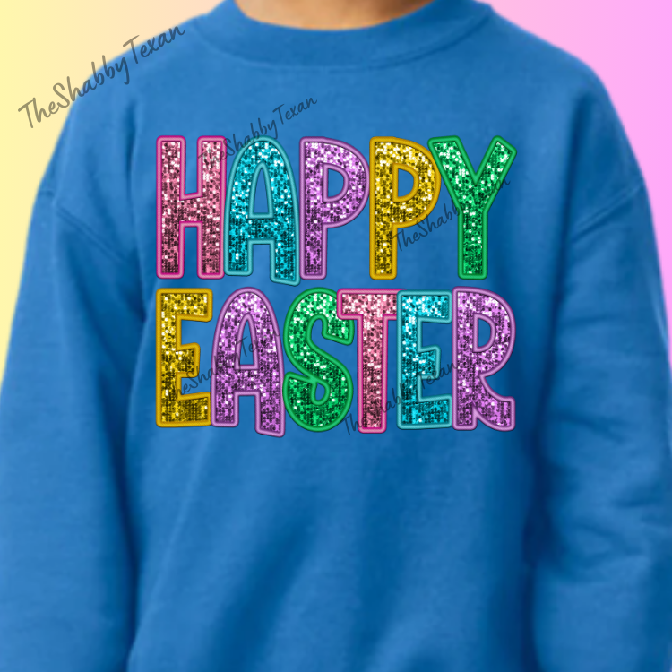 Happy Easter Faux Sequin Youth Shirts and Transfers