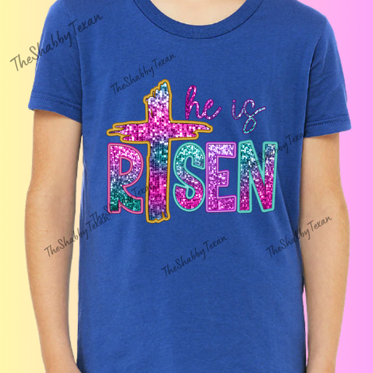 He Is Risen Faux Sequin DTF Transfers