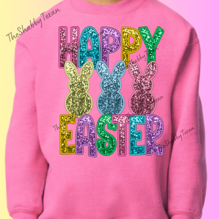 Easter Bunny Faux Sequin DTF Transfers