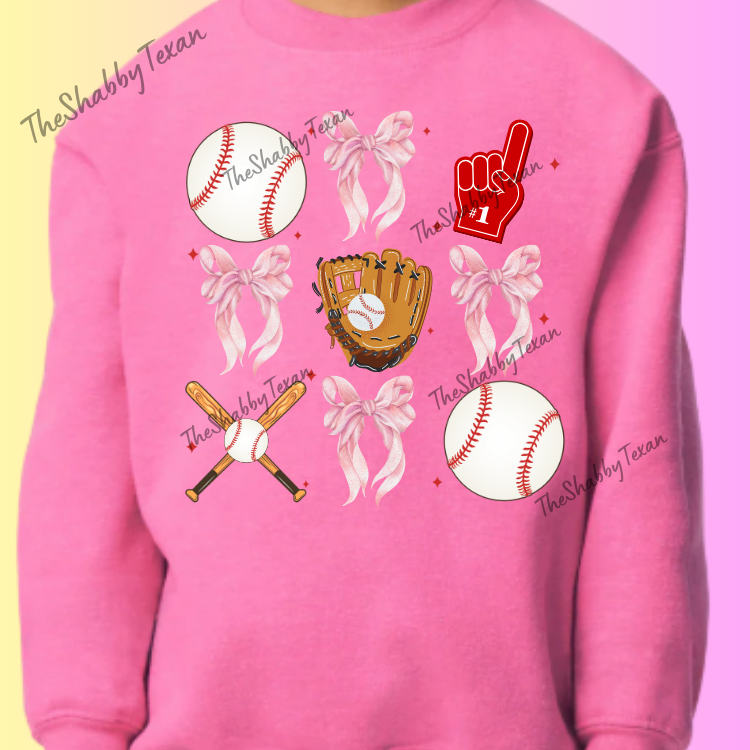 Baseball Coquette Bow DTF Transfers