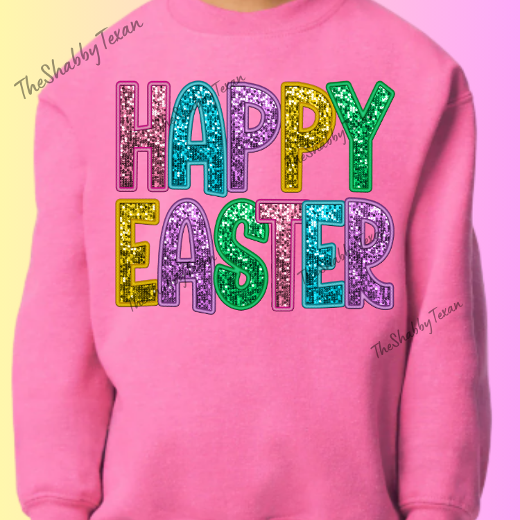 Happy Easter Faux Sequin Youth Shirts and Transfers