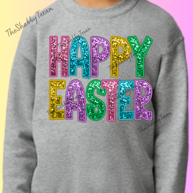 Happy Easter Faux Sequin Youth Shirts and Transfers