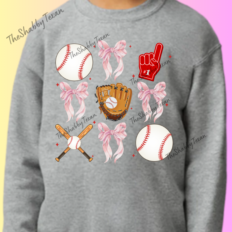 Baseball Coquette Bow DTF Transfers