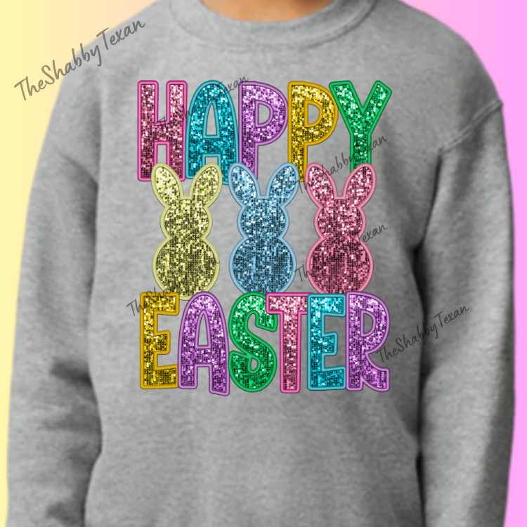 Easter Bunny Faux Sequin DTF Transfers