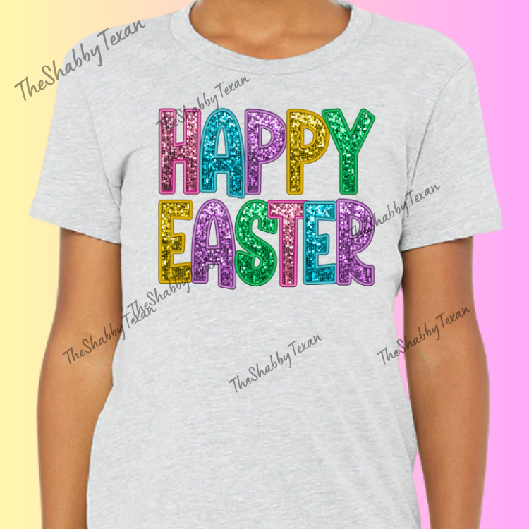 Happy Easter Faux Sequin Youth Shirts and Transfers