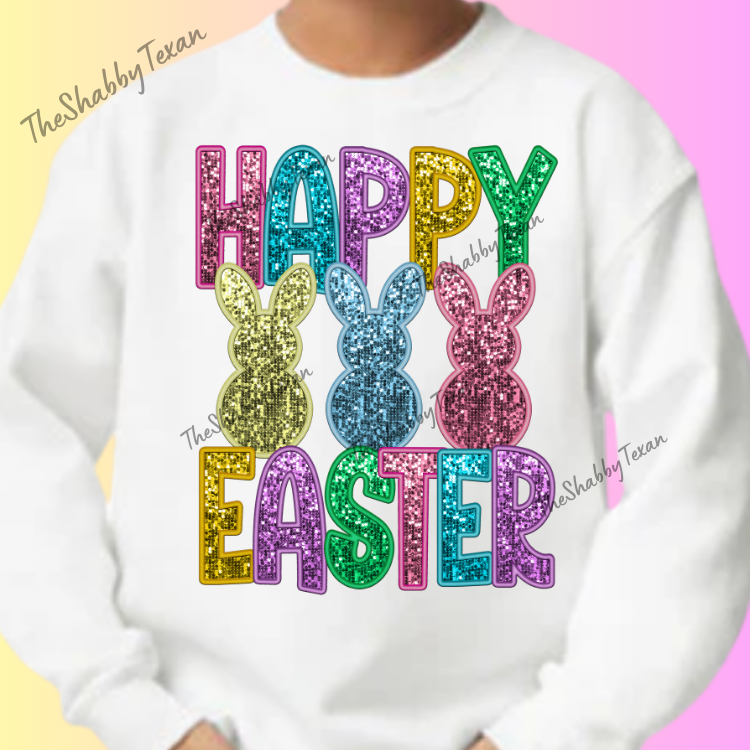 Easter Bunny Faux Sequin DTF Transfers