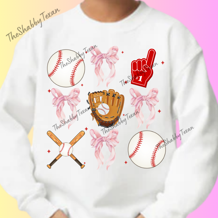 Baseball Coquette Bow DTF Transfers