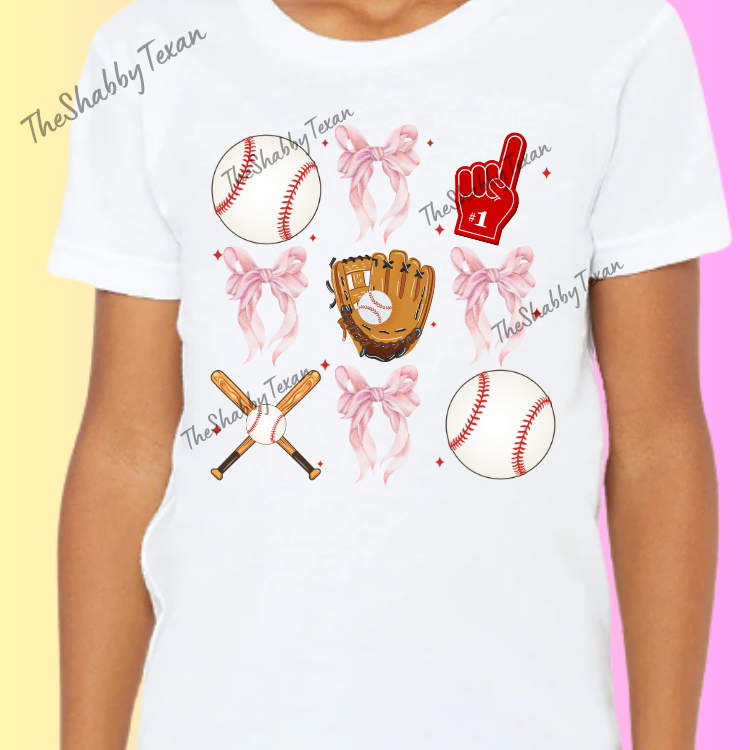 Baseball Coquette Bow DTF Transfers