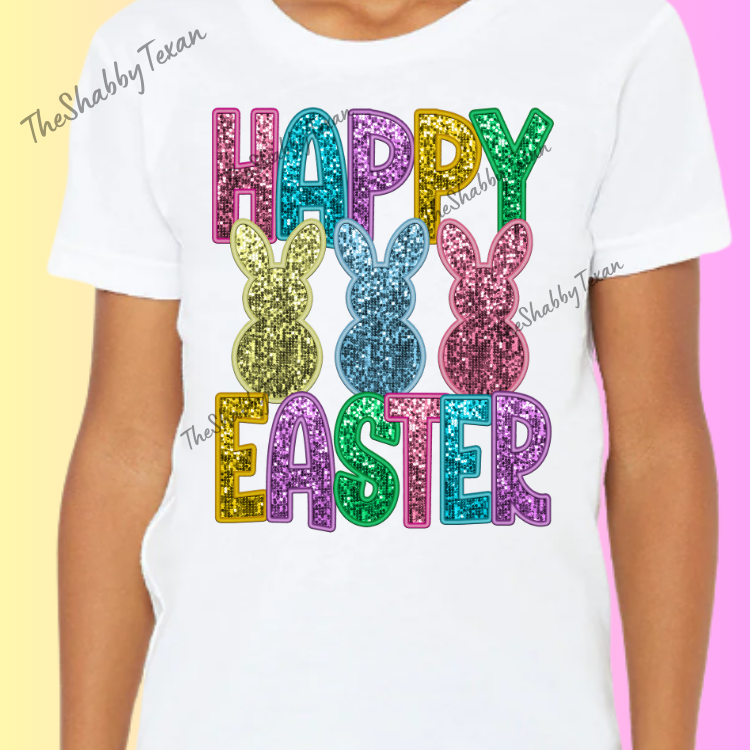 Easter Bunny Faux Sequin DTF Transfers