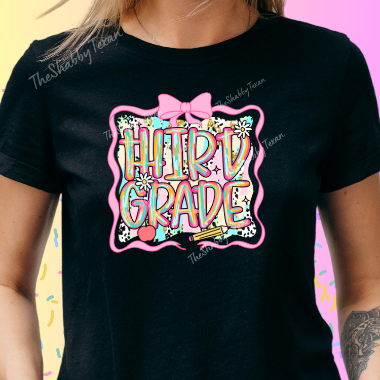3rd Grade Pink Brushstroke Back to School T-shirts