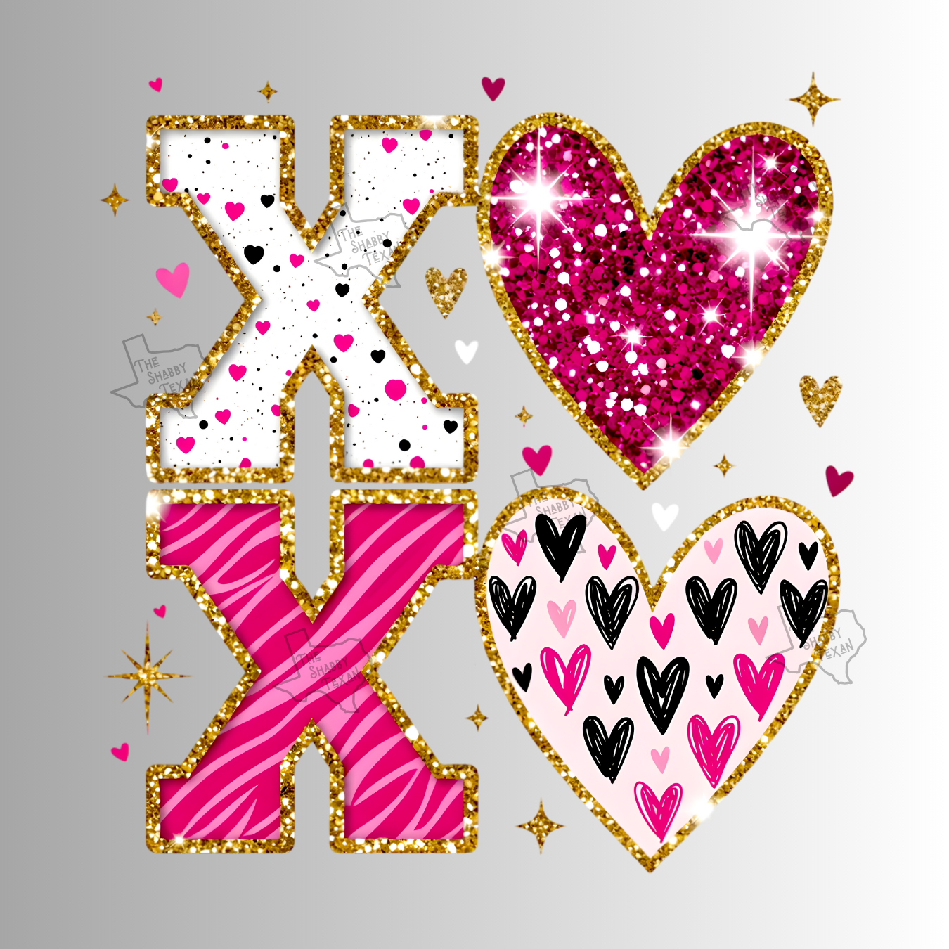 Gold Glitter Valentines XOXO Shirts