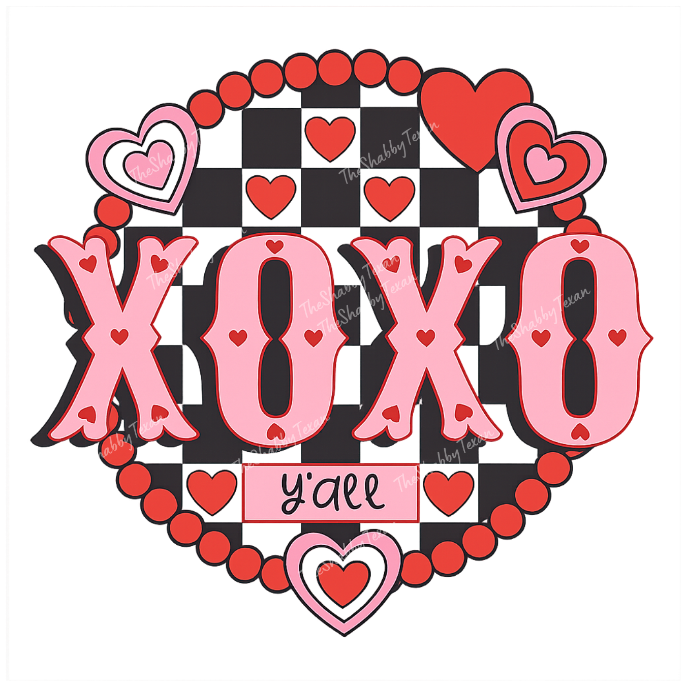 Love XOXO Checkered DTF Transfer