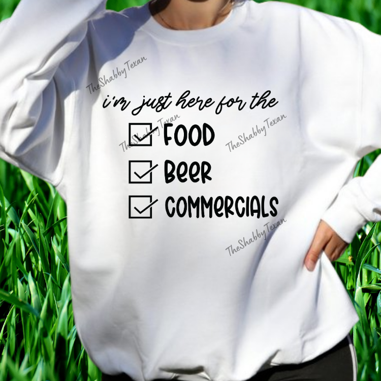 Here for Food Beer and Commercials Shirts and Transfer